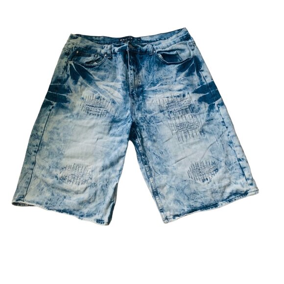 Red Ape Sz 46 Men Denim Shorts Premium Distressed - Picture 1 of 4